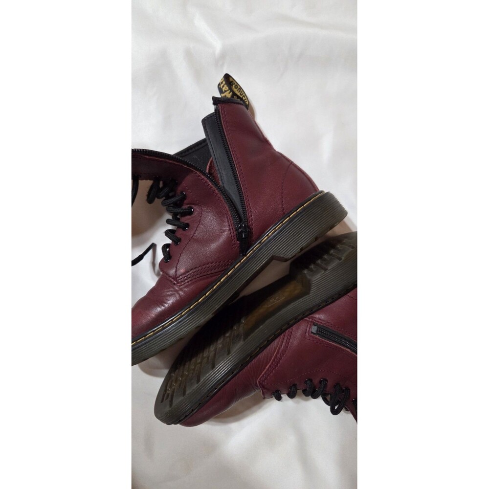 Dr. Martens Boots Big Kids Size 3 Real  Maroon Leather Shoes Air Wair - Picture 10 of 15